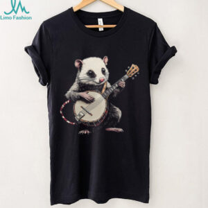 Funny Opossum Playing Banjo T Shirt Folk Music Possum Art