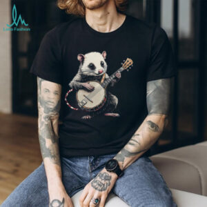 Funny Opossum Playing Banjo T Shirt Folk Music Possum Art