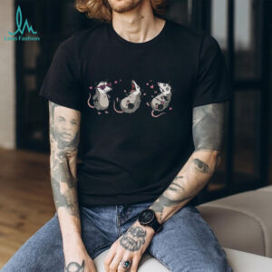Funny Screaming Opossums in Love Hearts Graphic Oversized Tee