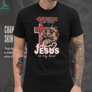 Game Day Devotion 49ers In My Veins, Jesus In My Heart T Shirt
