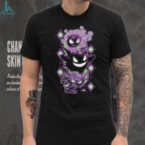 Gengar Evolution Trio Ghost Pokemon Front and Back Print T Shirt