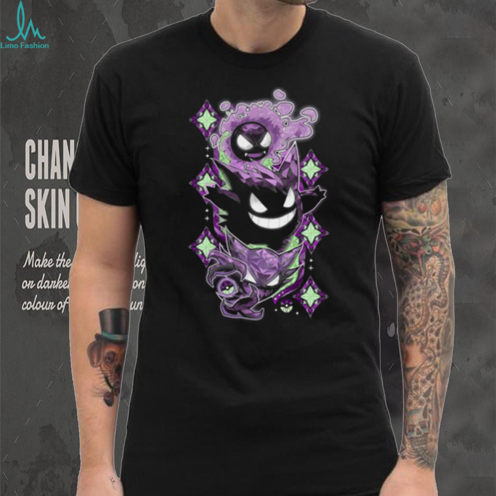 Gengar Evolution Trio Ghost Pokemon Front and Back Print T Shirt Gengar Evolution Trio Ghost Pokemon Front and Back Print T Shirt