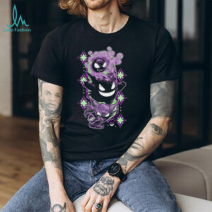 Gengar Evolution Trio Ghost Pokemon Front and Back Print T Shirt