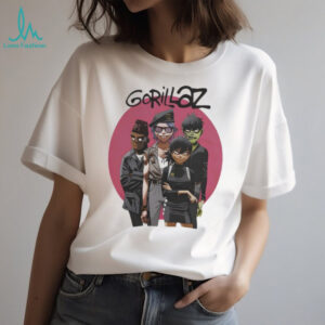 Gorillaz Virtual Band Group Portrait Pink Circle Graphic Tee
