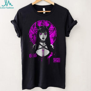 Gothic Succubus 666 Pentagram Pink & Black Aesthetic T shirt