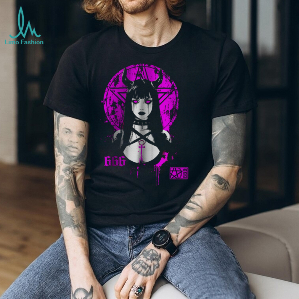 Gothic Succubus 666 Pentagram Pink & Black Aesthetic T shirt Gothic Succubus 666 Pentagram Pink & Black Aesthetic T shirt