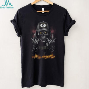 Green Bay Packers Skull Hand Fire Graphic T Shirt