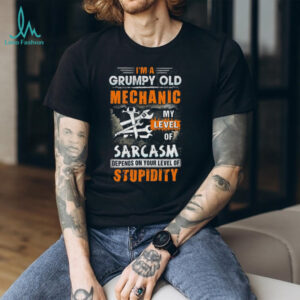 Grumpy Old Mechanic Sarcasm Level Stupidity Funny Work T Shirt