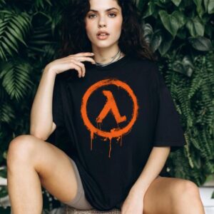 Half Life Lambda Logo Orange Spray Paint Style T Shirt