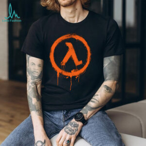 Half Life Lambda Logo Orange Spray Paint Style T Shirt