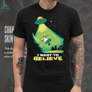 Homer Simpson Alien Abduction “I Want To Believe” T Shirt