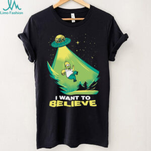 Homer Simpson Alien Abduction “I Want To Believe” T Shirt