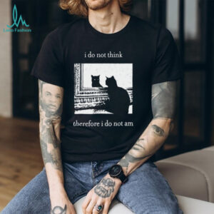 I Do Not Think Therefore I Do Not Am Existentialism Cat Mirror Black Acid Wash Tee