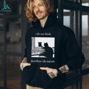 I Do Not Think Therefore I Do Not Am Existentialism Cat Mirror Black Acid Wash Tee