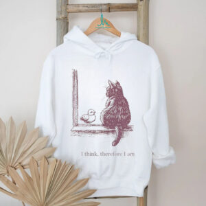 I Think Therefore I Am Cat and Chick Philosophy Sketch T Shirt