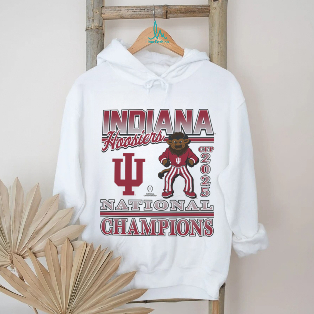 Indiana Hoosiers 2025 National Champions Mascot Cream T Shirt Indiana Hoosiers 2025 National Champions Mascot Cream T Shirt