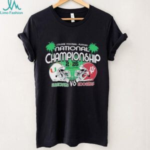 Indiana Hoosiers vs Miami Hurricanes 2026 National Championship dual helmet shirt