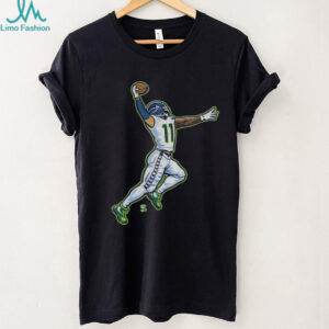Jaxon Smith Njigba posing Seattle Seahawks National Football League shirt