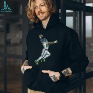 Jaxon Smith Njigba posing Seattle Seahawks National Football League shirt