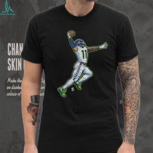 Jaxon Smith Njigba posing Seattle Seahawks National Football League shirt