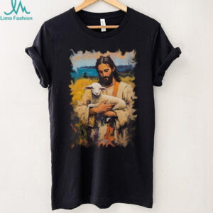 Jesus Christ The Good Shepherd With Lamb Christian Graphic Tee