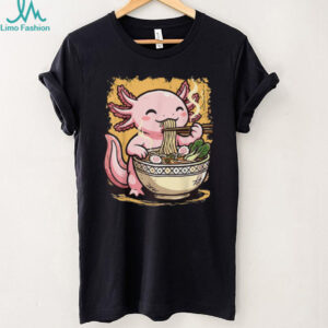 Kawaii Axolotl Eating Ramen Noodles Japanese Aesthetic T Shirt