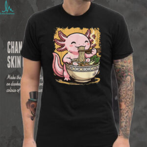 Kawaii Axolotl Eating Ramen Noodles Japanese Aesthetic T Shirt