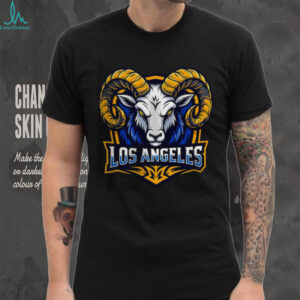 Los Angeles Football Rams Head Mascot T Shirt Blue And Gold Fan Gear