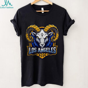 Los Angeles Football Rams Head Mascot T Shirt Blue And Gold Fan Gear
