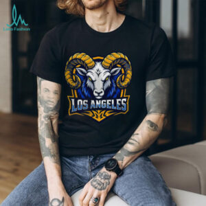 Los Angeles Football Rams Head Mascot T Shirt Blue And Gold Fan Gear