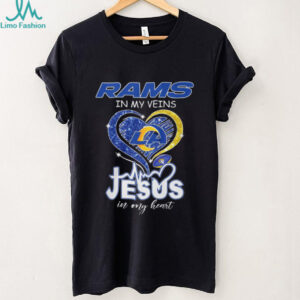 Los Angeles Rams In My Veins Jesus In My Heart T Shirt Los Angeles Rams In My Veins Jesus In My Heart T Shirt