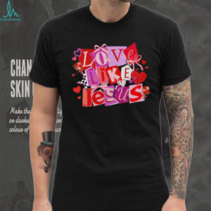 Love Like Jesus Christian Valentine's Day Pink & Red Collage Shirt