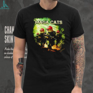 MAGA Cats Patriotic Military Felines Red Hat Graphic Tee