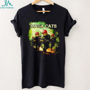 MAGA Cats Patriotic Military Felines Red Hat Graphic Tee