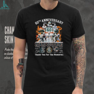 Miami Dolphins 60th Anniversary 1965 2025 Commemorative T Shirt