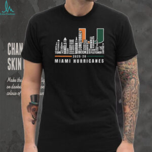 Miami Hurricanes 2025 26 Roster City Skyline Shirt