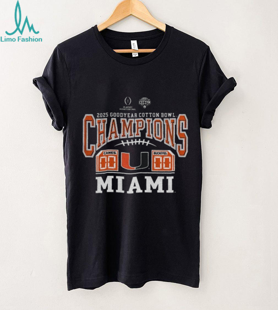 Miami Hurricanes Score 2025 Men’s Cotton Bowl Champions Game shirt Miami Hurricanes Score 2025 Men’s Cotton Bowl Champions Game shirt