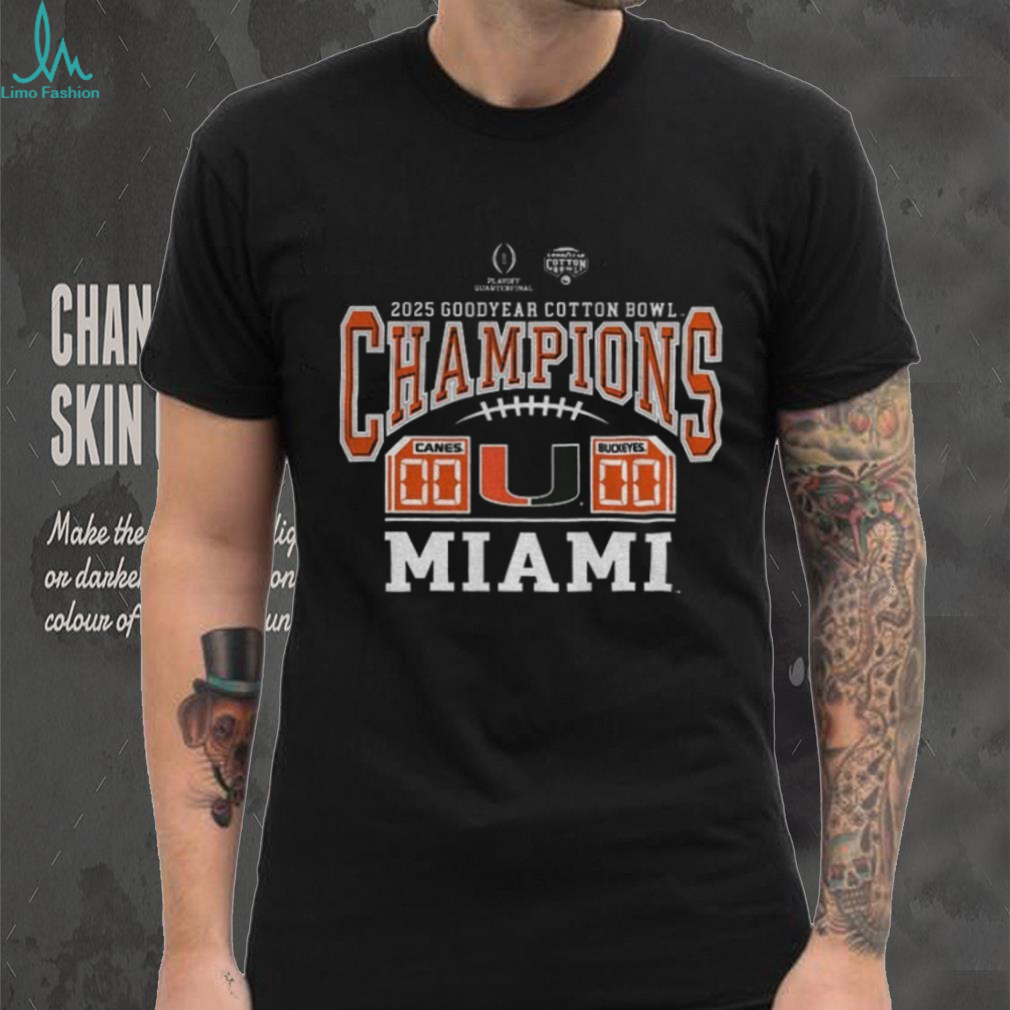 Miami Hurricanes Score 2025 Men’s Cotton Bowl Champions Game shirt Miami Hurricanes Score 2025 Men’s Cotton Bowl Champions Game shirt