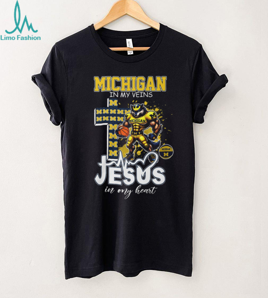 Michigan In My Veins Jesus In My Heart Wolverine Basketball T Shirt Michigan In My Veins Jesus In My Heart Wolverine Basketball T Shirt