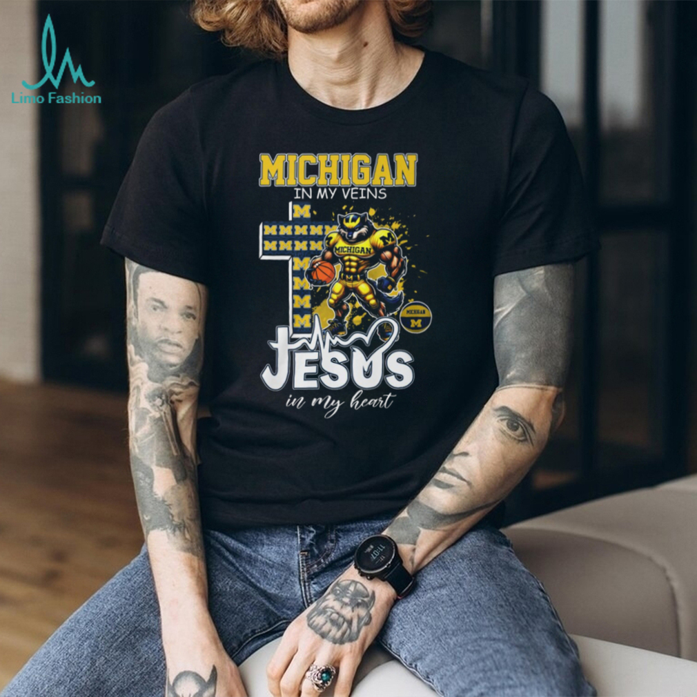Michigan In My Veins Jesus In My Heart Wolverine Basketball T Shirt Michigan In My Veins Jesus In My Heart Wolverine Basketball T Shirt