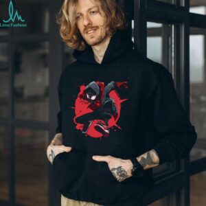 Miles Morales Spider Man Graffiti Style Red & Black Action T Shirt