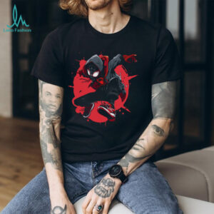 Miles Morales Spider Man Graffiti Style Red & Black Action T Shirt