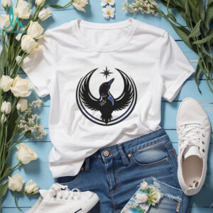 Minimalist Loon Bird Celestial Star Circle Graphic Art T Shirt