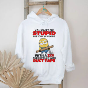 Minion you can’t fix stupid but you can numb it with a 2×4 & muffle it with duct tape shirt