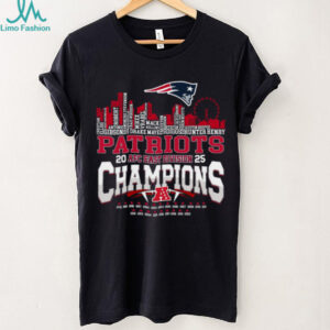 New England Patriots AFC East Division Champions 2025 Skyline Roster T Shirt