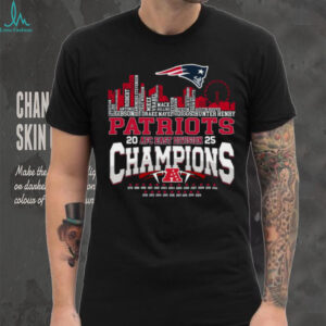 New England Patriots AFC East Division Champions 2025 Skyline Roster T Shirt