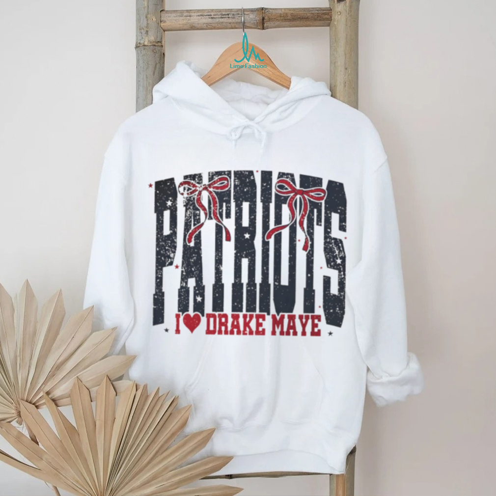 New England Patriots I Heart Drake Maye Coquette Bow T Shirt New England Patriots I Heart Drake Maye Coquette Bow T Shirt