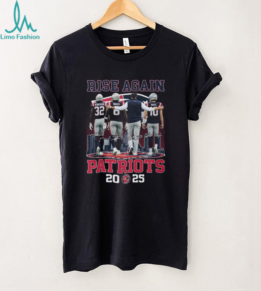 New England Patriots Rise Again 2025 Signatures T Shirt New England Patriots Rise Again 2025 Signatures T Shirt