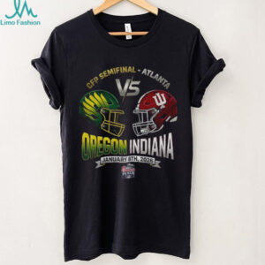 Oregon Ducks vs Indiana Hoosiers Football helmet CFP Semifinal Atlanta Peach Bowl January 2026 shirt