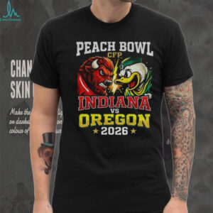 Oregon Ducks vs Indiana Hoosiers Football mascot Peach Bowl CFP 2026 shirt